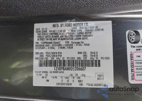 2013 Ford Mustang V6 Premium from USA, damaged, VIN 1ZVBP8AM0D5206607